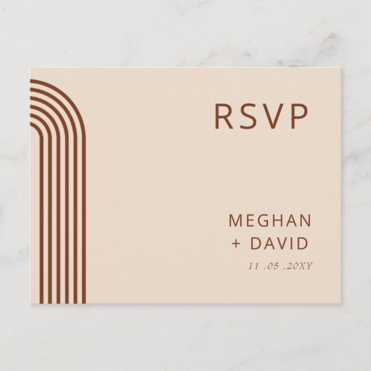 Terracotta Rustic Boho Arched Modern Wedding Uitnodiging Briefkaart (Voorkant)