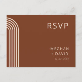 Terracotta Rustic Boho Arched Modern Wedding Uitnodiging Briefkaart