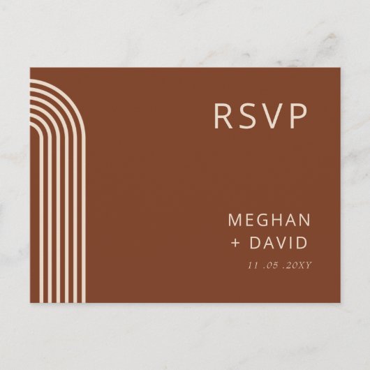Terracotta Rustic Boho Arched Modern Wedding Uitnodiging Briefkaart (Voorkant)