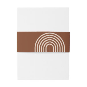 Terracotta Rustic Boho Arched Modern Wedding Uitnodigingen Wikkel