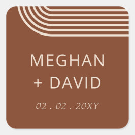 Terracotta Rustic Boho Arched Modern Wedding Vierkante Sticker