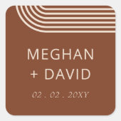Terracotta Rustic Boho Arched Modern Wedding Vierkante Sticker (Voorkant)