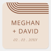 Terracotta Rustic Boho Arched Modern Wedding Vierkante Sticker (Voorkant)