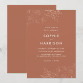 Terracotta Rustic Boho Floral Modern Wedding Invit Kaart (Voorkant / Achterkant)