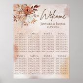 Terracotta Rustic Boho Floral Waterverf Wedding Poster (Voorkant)