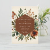 Terracotta Rustic Botanical Wedding Kaart (Staand voorkant)