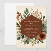 Terracotta Rustic Botanical Wedding Kaart (Voorkant / Achterkant)
