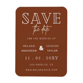 Terracotta Rustic Burnt Oranje Boho Save the Date Magneet