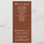 Terracotta Rustic Burnt Oranje Modern Wedding Programmakaart (Achterkant)