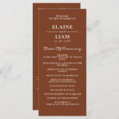 Terracotta Rustic Burnt Oranje Modern Wedding Programmakaart (Voorkant / Achterkant)
