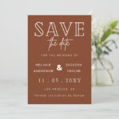 Terracotta Rustic Burnt Sinaasappel Boho Foto Save The Date (Staand voorkant)