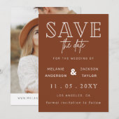 Terracotta Rustic Burnt Sinaasappel Boho Foto Save The Date (Voorkant / Achterkant)