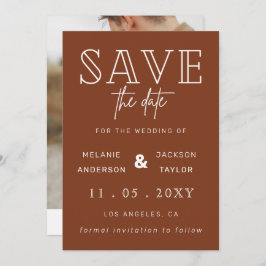 Terracotta Rustic Burnt Sinaasappel Boho Foto Save The Date