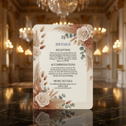 Terracotta Rustic Floral Boho  Informatiekaartje