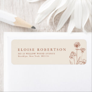Terracotta Rustic Floral Herfst Wildflower Adres Etiket