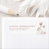 Terracotta Rustic Floral Herfst Wildflower Adres Etiket (Insitu)