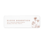 Terracotta Rustic Floral Herfst Wildflower Adres Etiket (Voorkant)