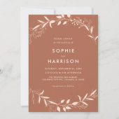 Terracotta Rustic Floral Modern Wedding Kaart (Voorkant)