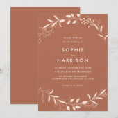 Terracotta Rustic Floral Modern Wedding Kaart (Voorkant / Achterkant)