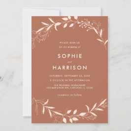 Terracotta Rustic Floral Modern Wedding Kaart