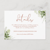 Terracotta Rustic Greenery Leaves Wedding Details Informatiekaartje (Voorkant)