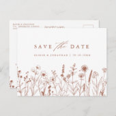 Terracotta Rustic Herfst Wildflower Bewaar de datu Briefkaart (Voorkant / Achterkant)