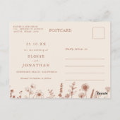 Terracotta Rustic Herfst Wildflower Bewaar de datu Briefkaart (Achterkant)
