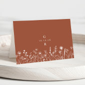 Terracotta Rustic Herfst Wildflower Place Card Kaart