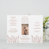 Terracotta Rustic Herfst Wildflower Wedding Progra (Staand voorkant)