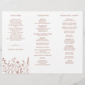 Terracotta Rustic Herfst Wildflower Wedding Progra (Achterkant)