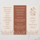 Terracotta Rustic Herfst Wildflower Wedding Progra (Voorkant)