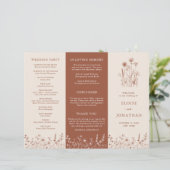 Terracotta Rustic Herfst Wildflower Wedding Progra (Staand voorkant)