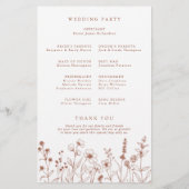 Terracotta Rustic Herfst Wildflower Wedding Progra (Achterkant)