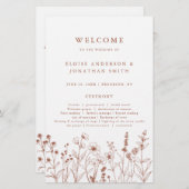 Terracotta Rustic Herfst Wildflower Wedding Progra (Voorkant / Achterkant)
