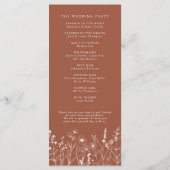 Terracotta Rustic Herfst Wildflower Wedding Progra Programmakaart (Achterkant)