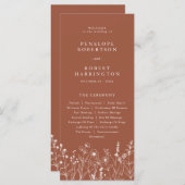 Terracotta Rustic Herfst Wildflower Wedding Progra Programmakaart (Voorkant / Achterkant)