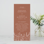 Terracotta Rustic Herfst Wildflower Wedding Progra Programmakaart (Staand voorkant)