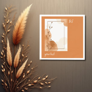 Terracotta Rustic minimal floral lijst & monogram Servet