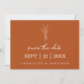 Terracotta Rustic Modern Hand Geschreven Wedding Save The Date (Voorkant)