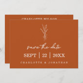 Terracotta Rustic Modern Hand Geschreven Wedding Save The Date (Voorkant / Achterkant)