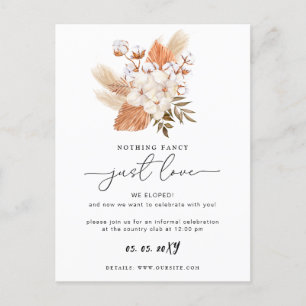 Terracotta Rustic Pampas Grass Wedding Reception C Briefkaart
