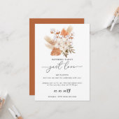 Terracotta Rustic Pampas Grass Wedding Reception Kaart (Voorkant / Achterkant in situ)