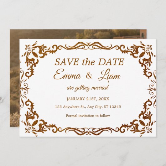 Terracotta Rustic Papel Picado – Save the Date (Voorkant / Achterkant)