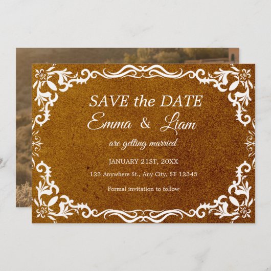 Terracotta Rustic Papel Picado – Save the Date (Voorkant / Achterkant)