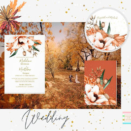 Terracotta Rustic Sinaasappel Floral Elegant Weddi Kaart