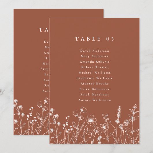 Terracotta Rustic Wildflower Zitkaart Kaart (Voorkant / Achterkant)