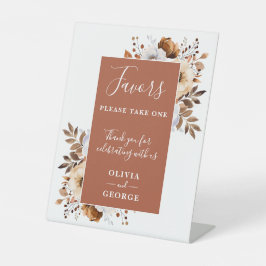 Terracotta Rustiek Land Bloemen Huwelijksgunsten Reclamebord Met Voetstuk