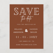 Terracotta Rustiek Verbrand Sinaasappel Boho Bewaa Aankondigingskaart (Voorkant)