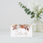 Terracotta rustieke bloemen Boho herfst bruiloft d Informatiekaartje (Staand voorkant)