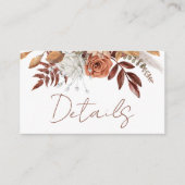 Terracotta rustieke bloemen Boho herfst bruiloft d Informatiekaartje (Voorkant)